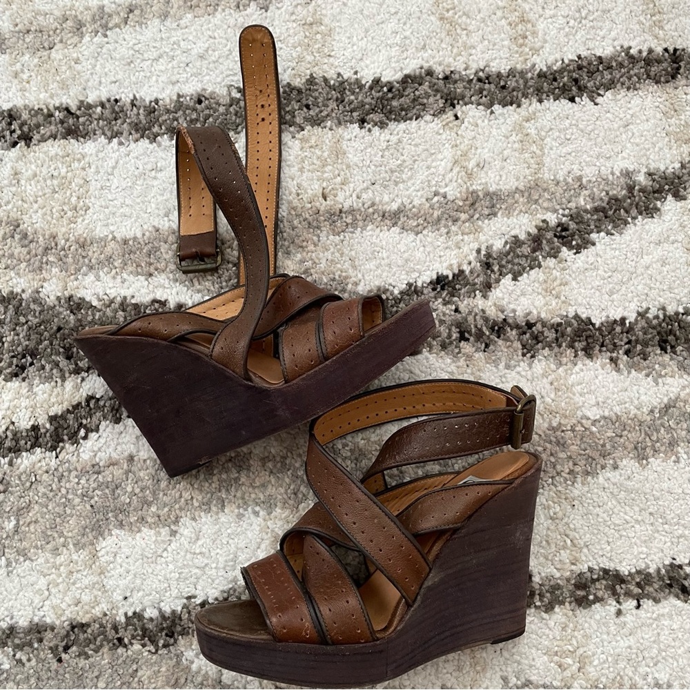 BARNEYS NEW YORK CO-OP WEDGE SANDALS - Picture 2 of 11